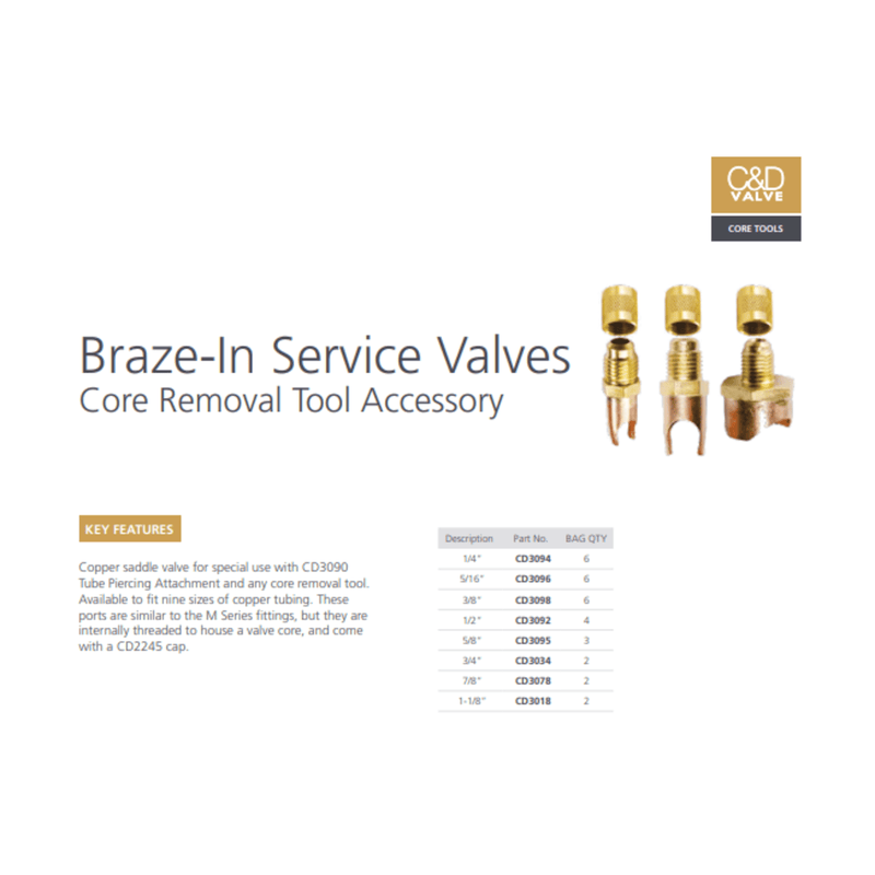 C&D Braze-In Service Valves Core Removal Tool Accessory