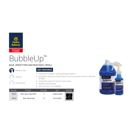 HydroBalance BubbleUp™ Blue, Spray-Type Leak Reactant / Refill