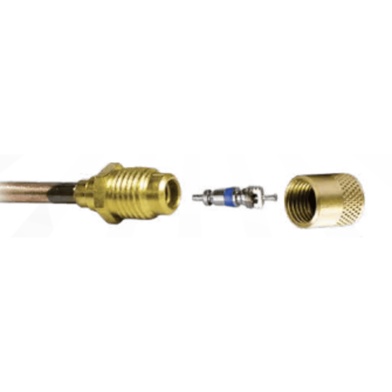 CD8403/6 - C&D - 1/4" m. flare access fitting w/ 3/16" copper tube extension, CD2245 6PK