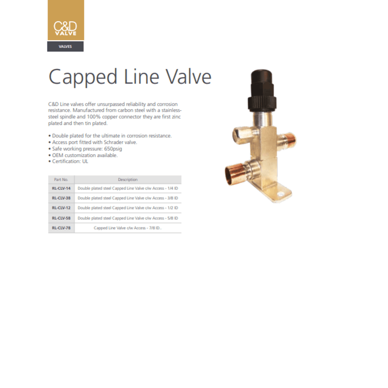 C&D Capped Line Valve