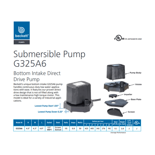 Beckett G325A6 Submersible Pump