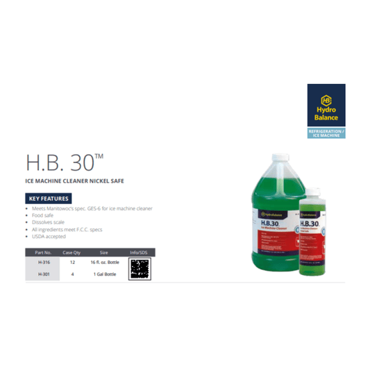 HydroBalance H.B. 30™ Ice Machine Cleaner Nickel Safe