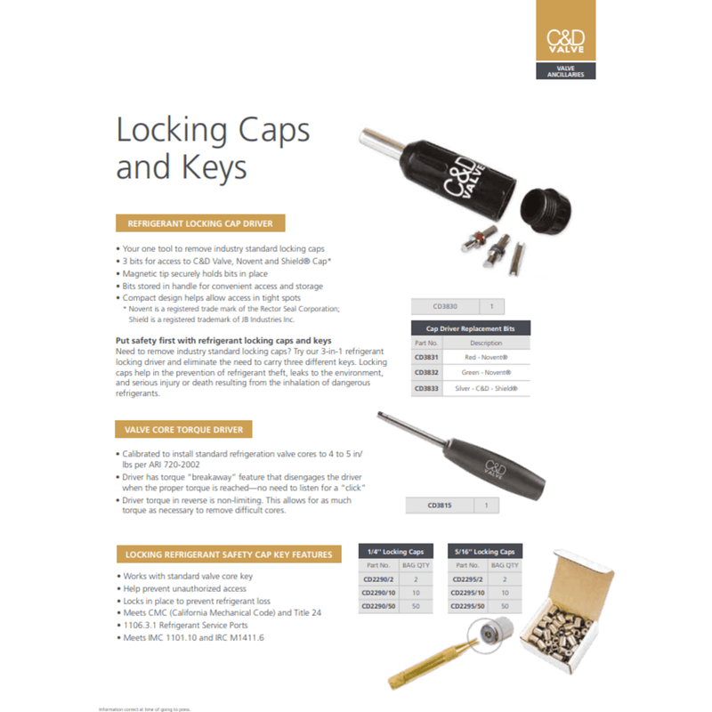 C&D Locking Caps and Keys