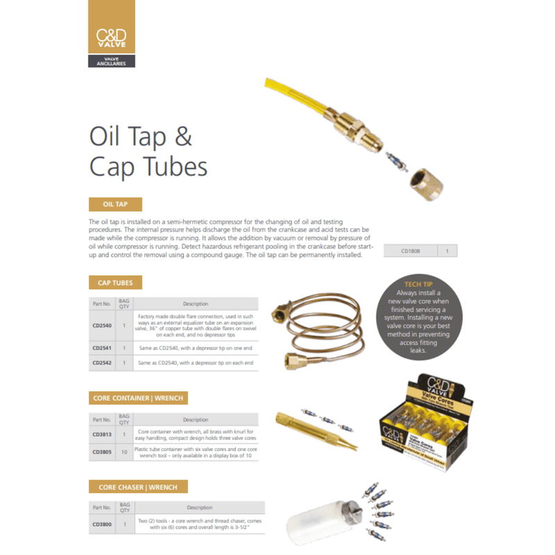 C&D Oil Tap & Cap Tubes