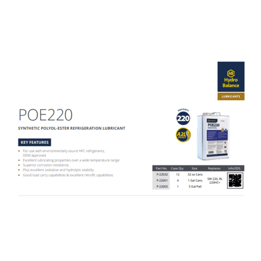 HydroBalance POE220 Synthetic Polyol-Ester Refrigeration Lubricant