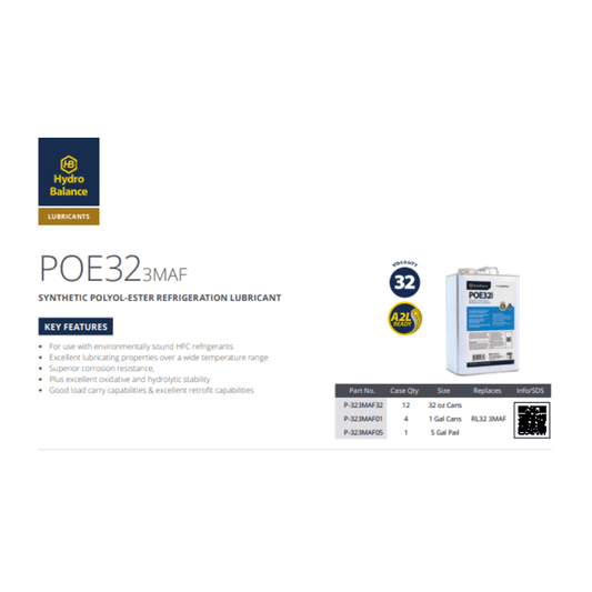HydroBalance POE323MAF Synthetic Polyol-Ester Refrigeration Lubricant
