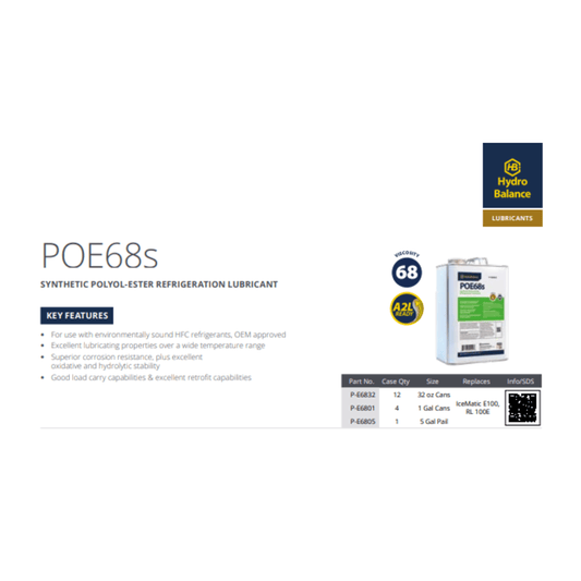 HydroBalance POE68s Synthetic Polyol-Ester Refrigeration Lubricant