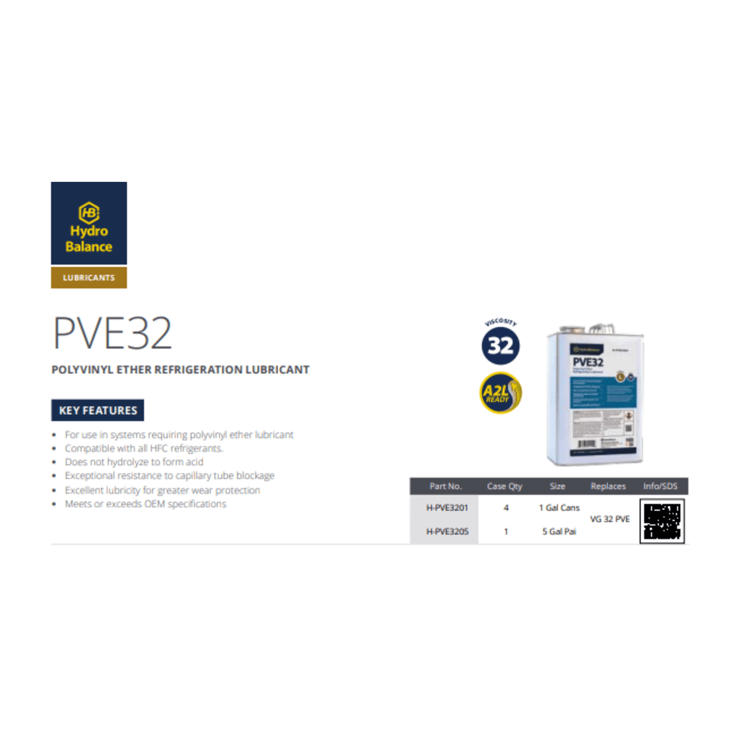 HydroBalance PVE32 Polyvinyl Ether Refrigeration Lubricant