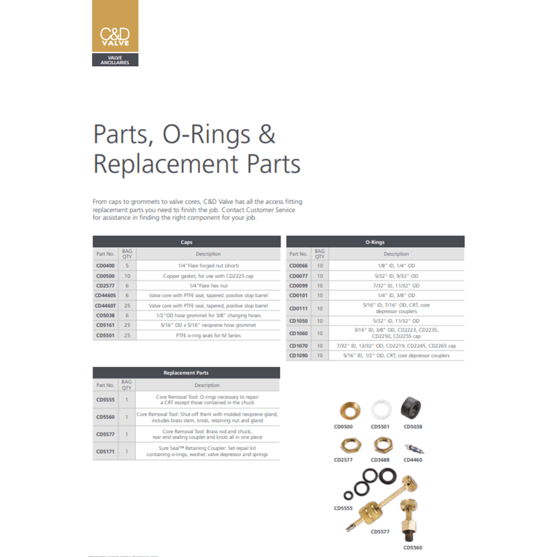 C&D Parts, O-Rings & Replacement Parts