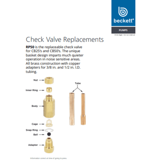 Beckett RP50 Check Valve Replacement