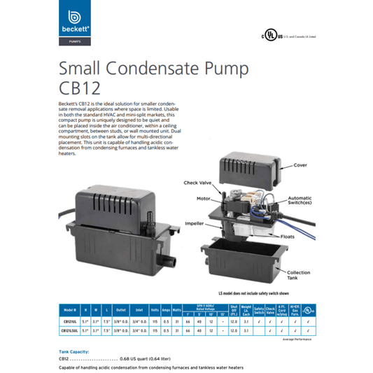 Beckett CB12 Small Condensate Pump
