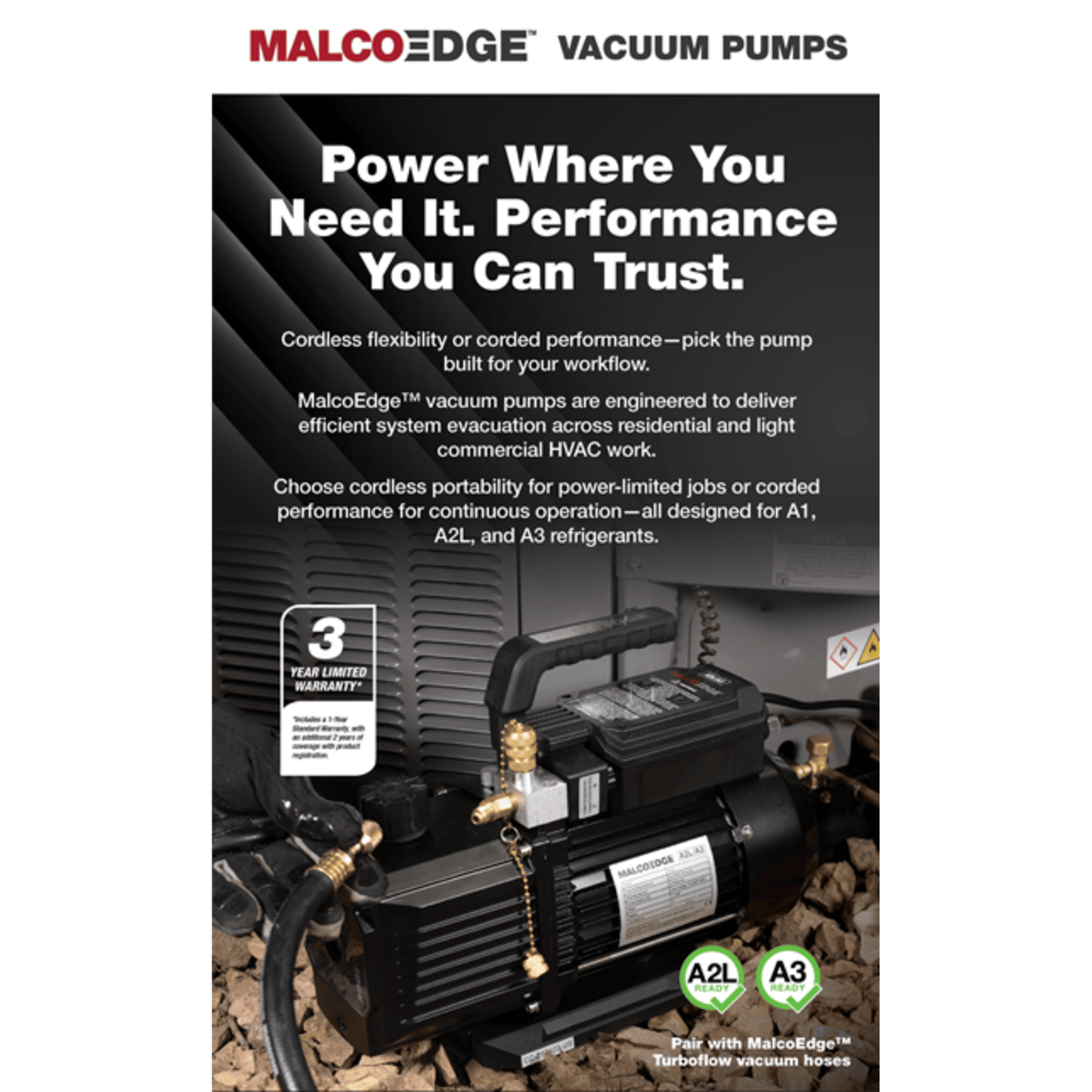 EF14 ELITE FLOW VACUUM PUMP, 1.4 CFM, A2L/A3