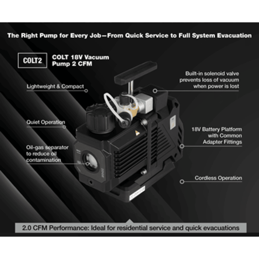 COLT2 18V VACUUM PUMP, 2.0 CFM, A2L / A3