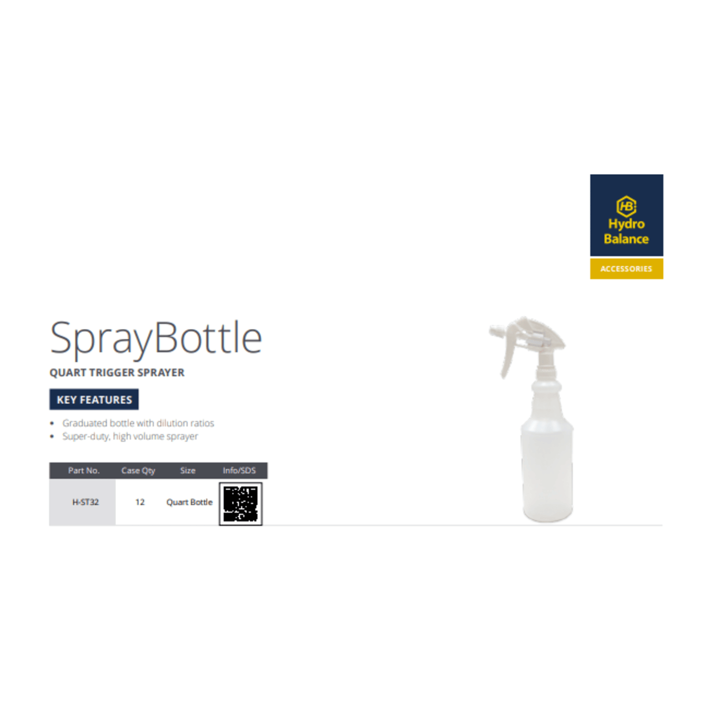 HydroBalance SprayBottle Quart Trigger Sprayer